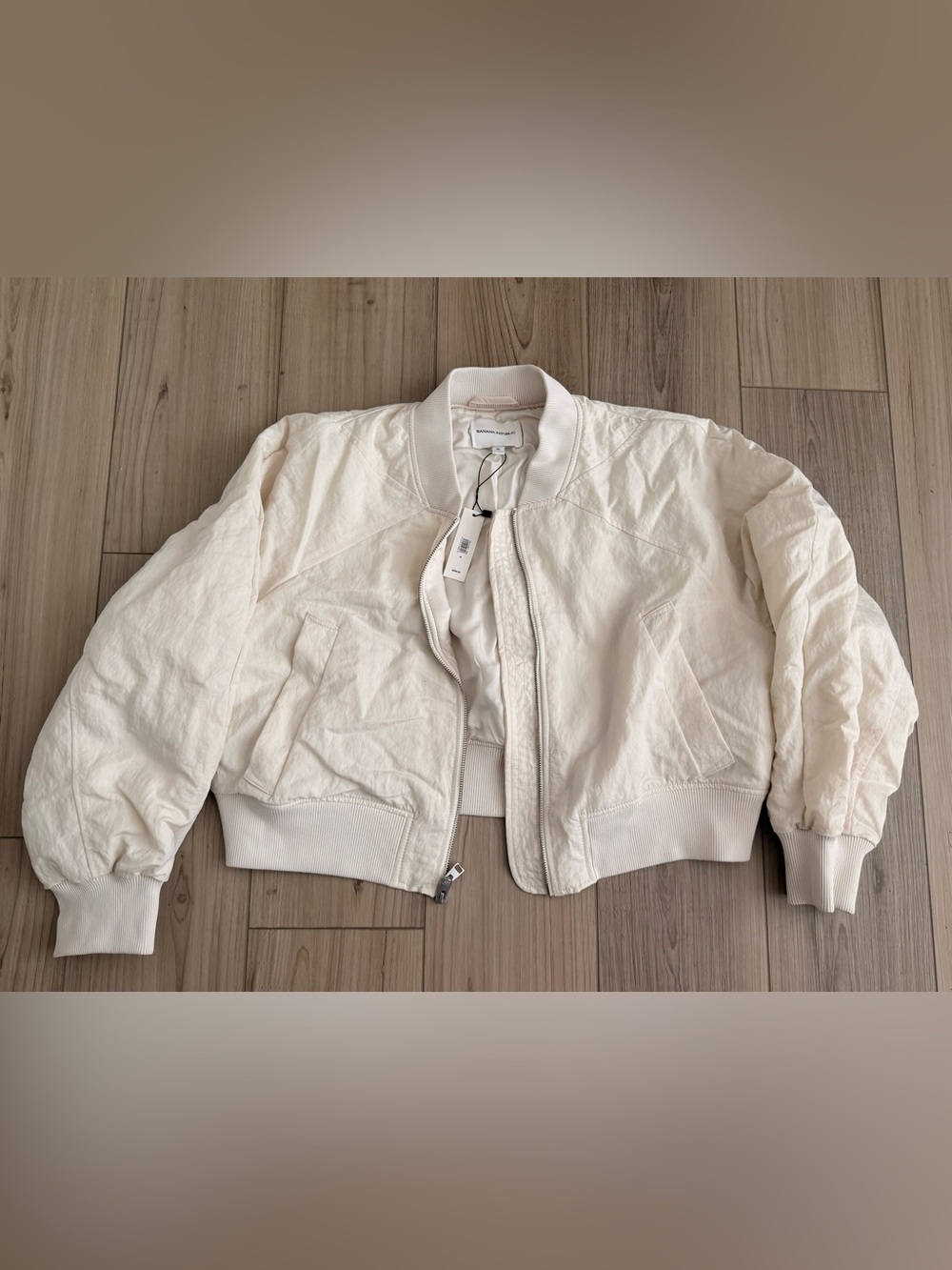 Banana Republic Women's XL Off-White Cropped Bomber Jacket